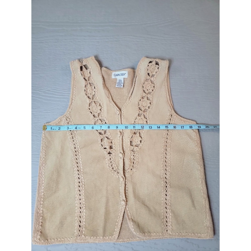 Coldwater Creek Western Vest Women's Size S Genuine Soft Tan A-32 100% Leather